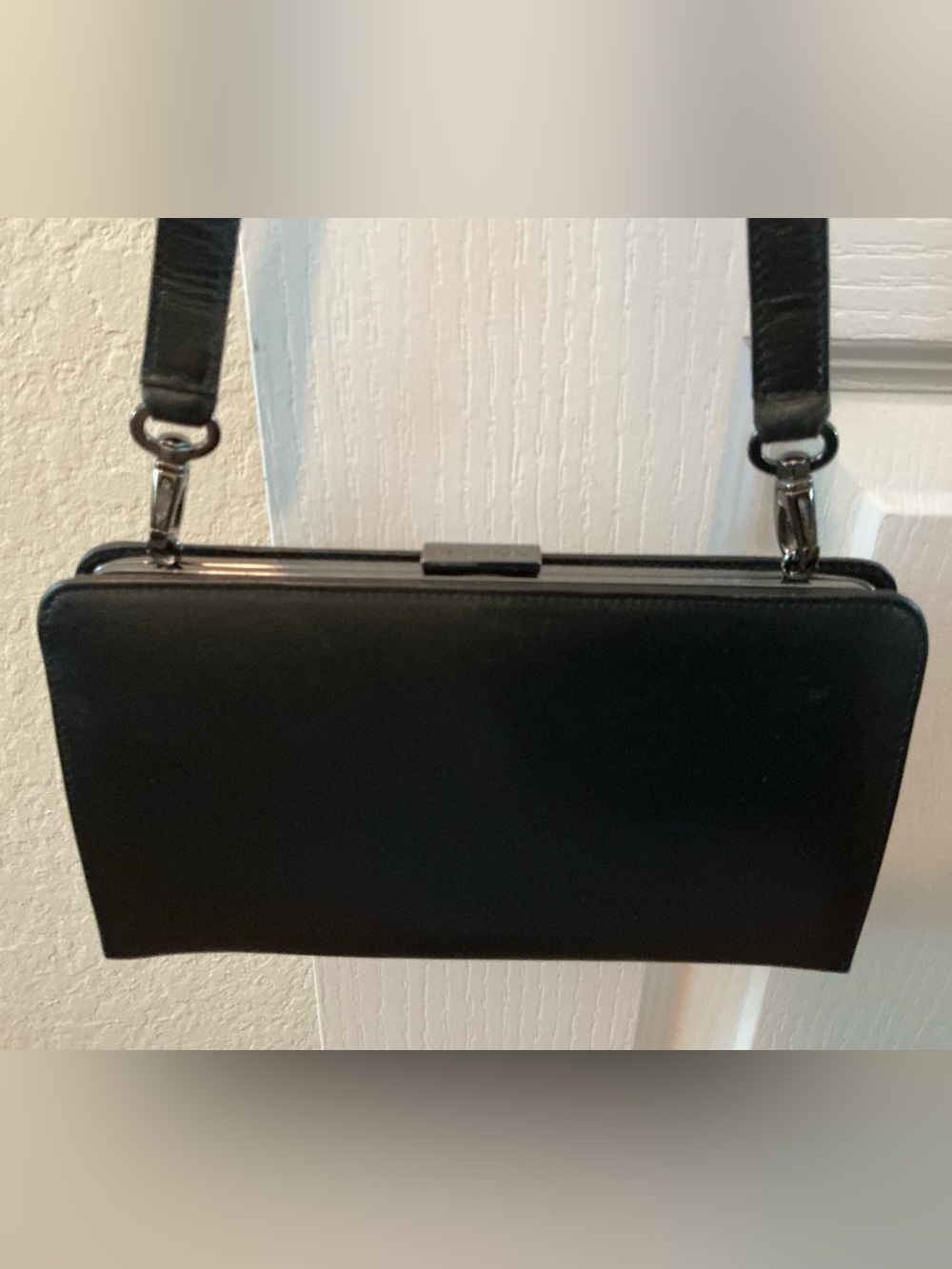 COACH Vintage Pearlized Nappa Leather Clutch Shoulder Bag 6160 Black 90's RARE